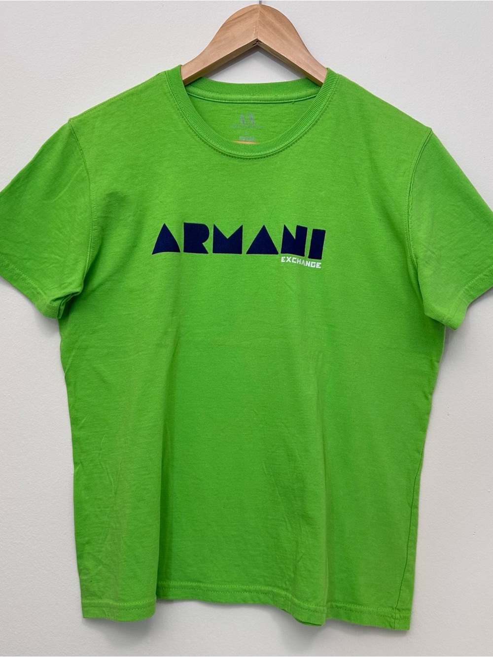 A/X Armani Exchange Bright Lime Green Logo Crew Tee  size L